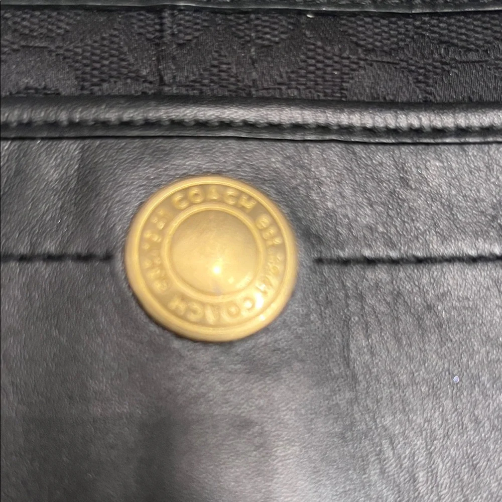Coach Black Wristlet with Gold Emblem